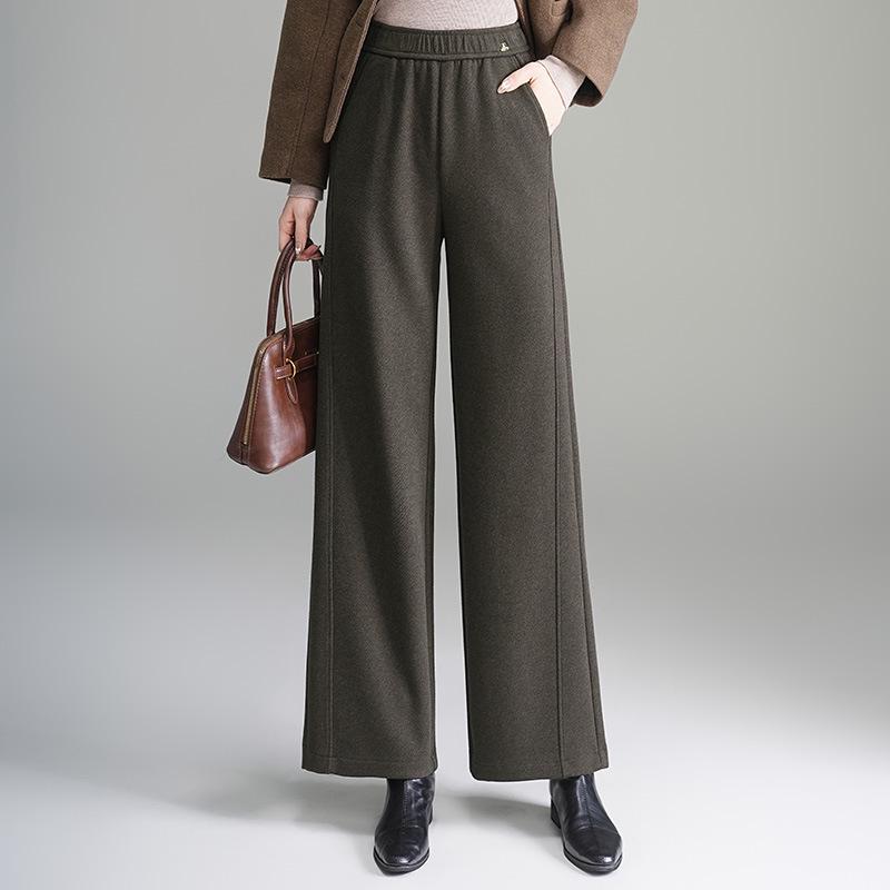 Winter 2025 Mom's Thickened Wide-Leg Pants for Middle-Aged & Elderly Women - Stylish, Warm, Casual Long Pants