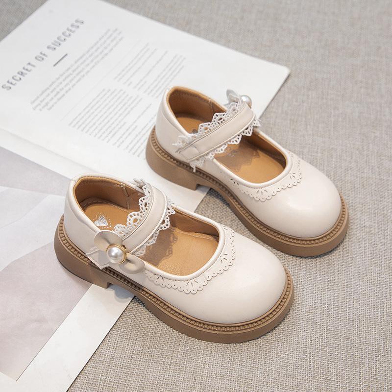 

Студенческие туфли для девочек детские туфли принцессы из маленькой кожи 2025 весна и осень детские Мэри Джейн на мягкой подошве одинарные туфли противоскользящие и не впитывающие запах 37 бежевый