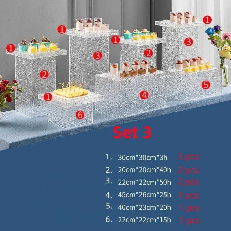 Acrylic Transparent  Dessert Rack Buffet Table Food Tray Rack Cake Tray Table Buffet Tea Break Stand Cake Display Dishes Plates