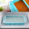 A84E-Silicone Freezer Tray& Lid-Freezer Food Molds Ice Cube Tray, 2Pcs Freezer Container For Freezing& Storing Soup