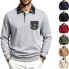Men’s Autumn/Winter Casual Lapel Hoodie – West Coast Cashew Flower Patch Pocket Long-sleeved Top