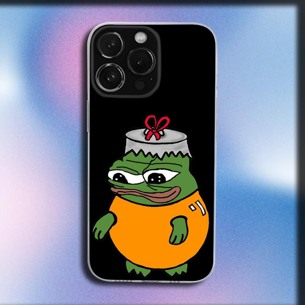 Смешной Чехол-Лягушонок Пепе Грустный Для iPhone 16,15,14,13,12,11 Plus,Pro,Max,XR,XS,X,Plus,SE,Mini Прозрачный Мягкий Чехол iPhone14