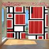 2D FLAT PRINTING 2pcs Curtains (Without Rod) Geometric Shapes In Red and Black Holiday Easter Printed Curtains Polyester