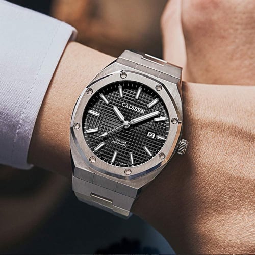 CADISEN Men's Automatic Watch, Made in Japan, MIYOTA 8215 Movement, Royal Oak, German Designer, Retro Style, Diver's Watch, 10 ATM Water Resistant, He