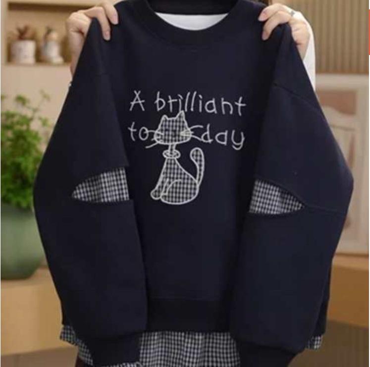 Girls' Fashionable Long-Sleeve 2-in-1 Sweatshirt - 2025 Spring/Autumn Style