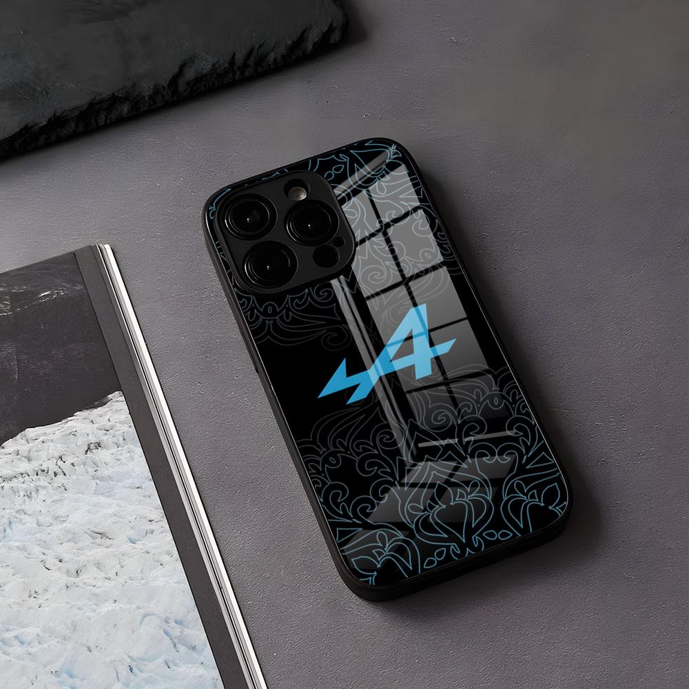 Alpine Logo Trikolóra Francouzský Kryt na Telefon Pro IPhone 17 Air 16 E Pro Max 15 14 13 Mini 12 Pro 11 Max Plus Černý Skleněný Kryt
