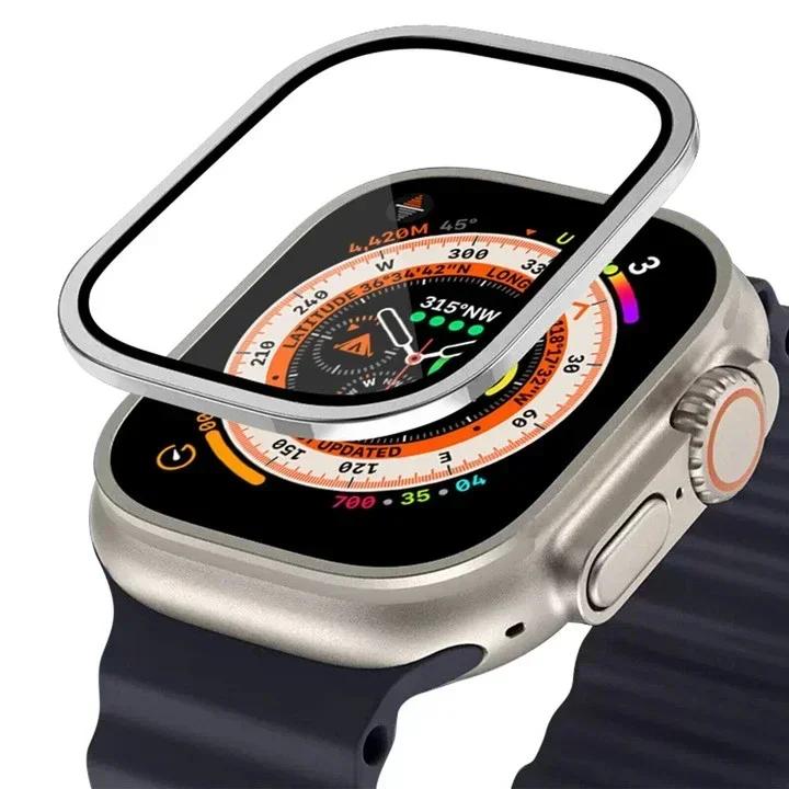 Screen Protector For Apple Watch Ultra 49mm Case Accessories Metal Cover Frame+Tempered Glass For iWatch Ultra 2 49mm Bezel Ring