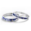 Matching Popular One Size Fits and Matching Set of Hawaiian Wedding Popular Couple Blue Starry Sky Eternal Engagement Silver 925 Ring Finish [Rockyu]