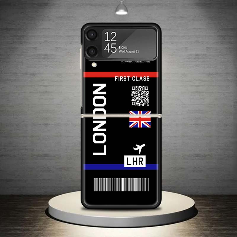 Airline Ticket Barcode Phone Case For Samsung Galaxy Z Flip 7 6 5 4 3 5G Shockproof Cover Z Flip7 Flip6 ZFlip5 Flip3 Flip4 Luxur