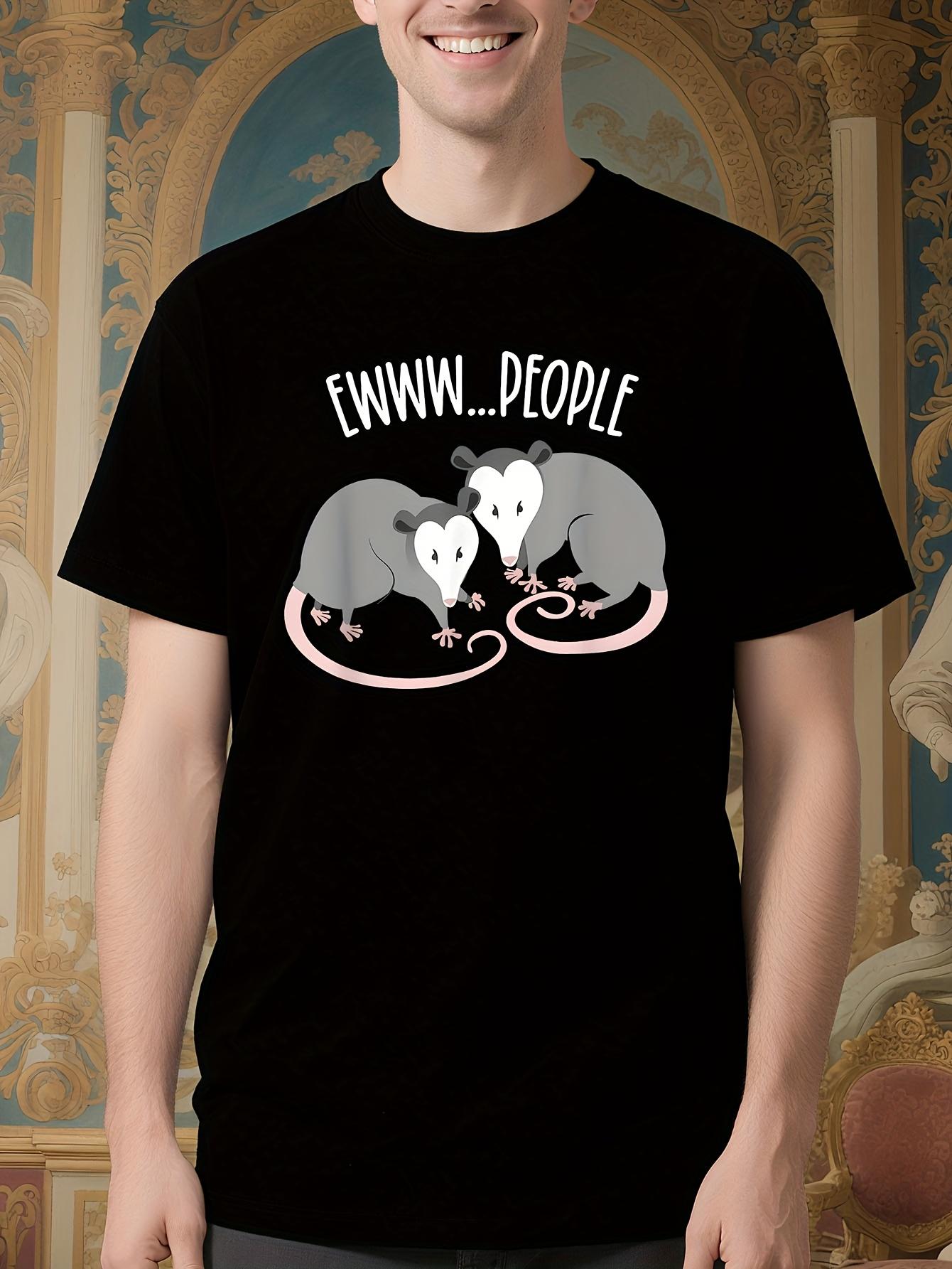 Funny Opossum Graphic Tshirt - Black with Pink Animals - ... M