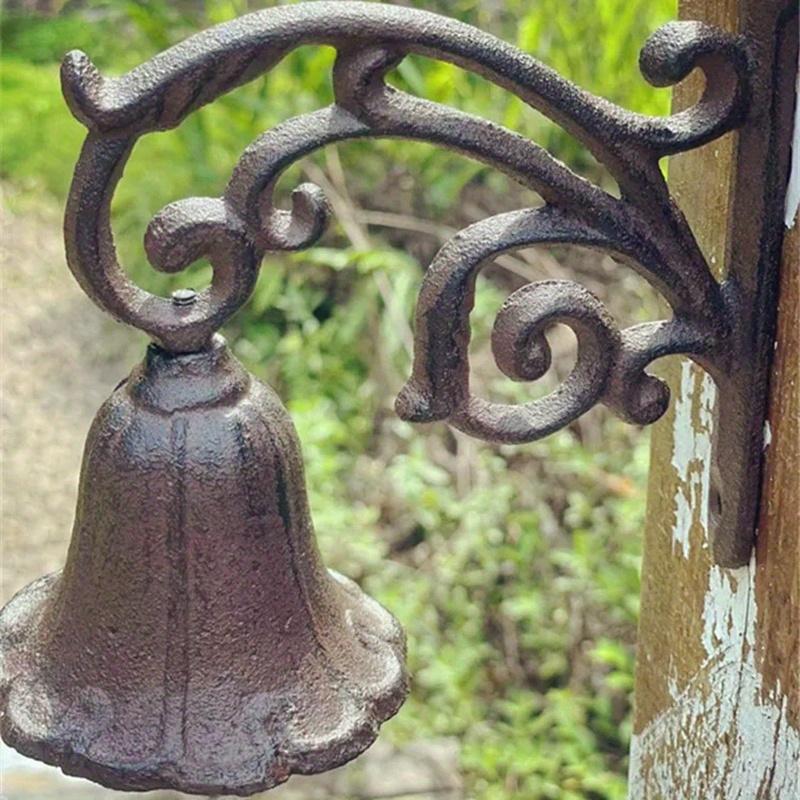WTEMPO 1PC Retro Rustic Style Metal Outdoor Courtyard Plank Wall Decoration Flower Shaped Door Bell, Welcome Home Door Bell