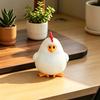Novelty Gift for Kids 3D Printed White Rooster Figurine, Cute Round Chicken Desktop Ornament Animal Decor Office Desk Living Room Shelf, Statue