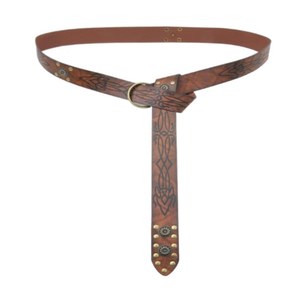 Medieval Waistband Vintage Cosplay Viking Studded Belt for Men Cosplay Supplies PU Waistband for Photoshoots and Stage