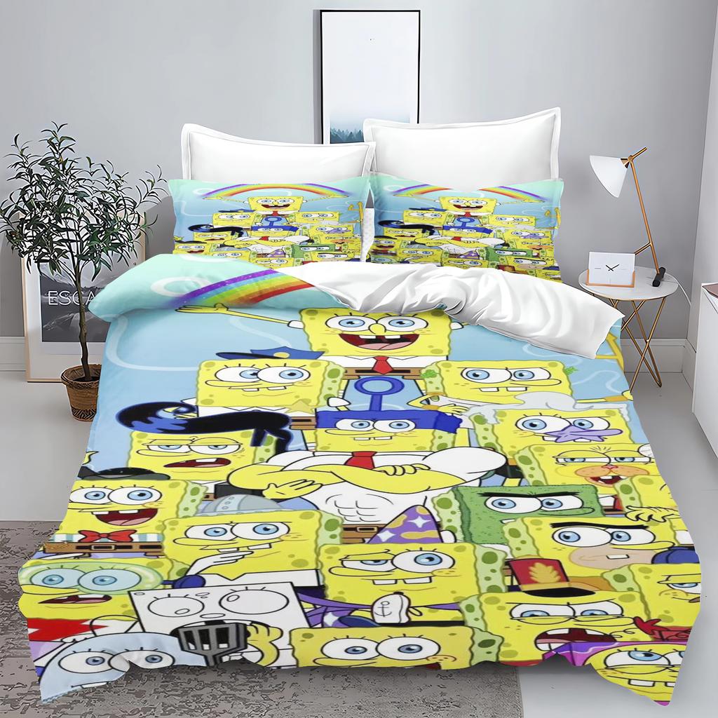 Quilt Cover set Yellow Sponge 100% Polyester Sea Star 3D Children'S Bedding Sets King Size Bedding Comforter