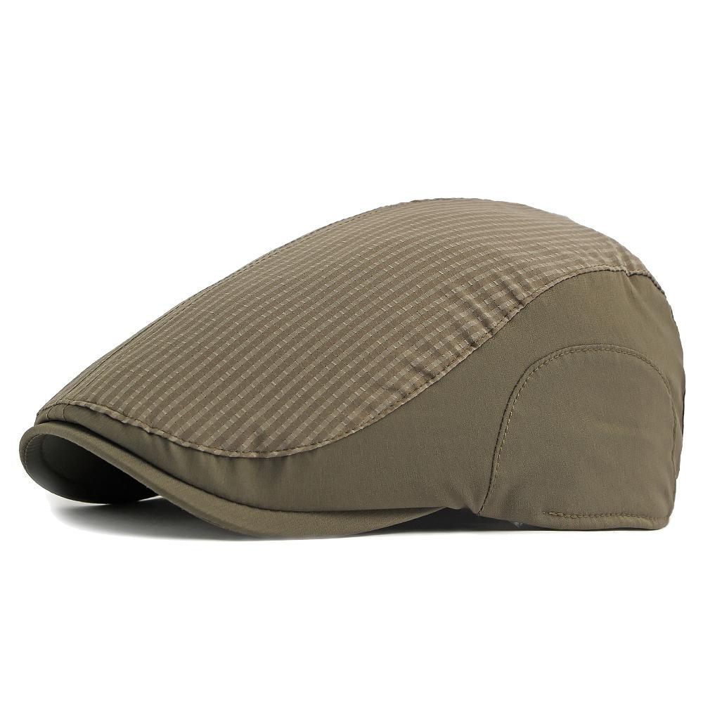 Spring Summer Thin Men's Forward Cap Quick-Drying Breathable Striped Newsboy Cap Retro Beret