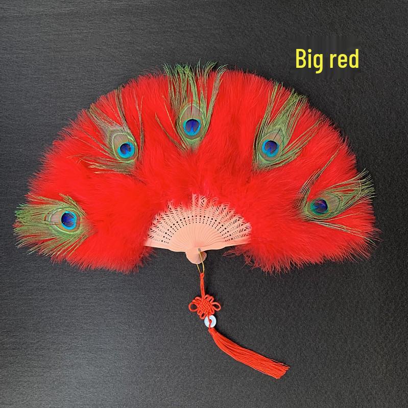 Peacock Feather Fan: Live Stream Cheongsam Fashion Show Accessory