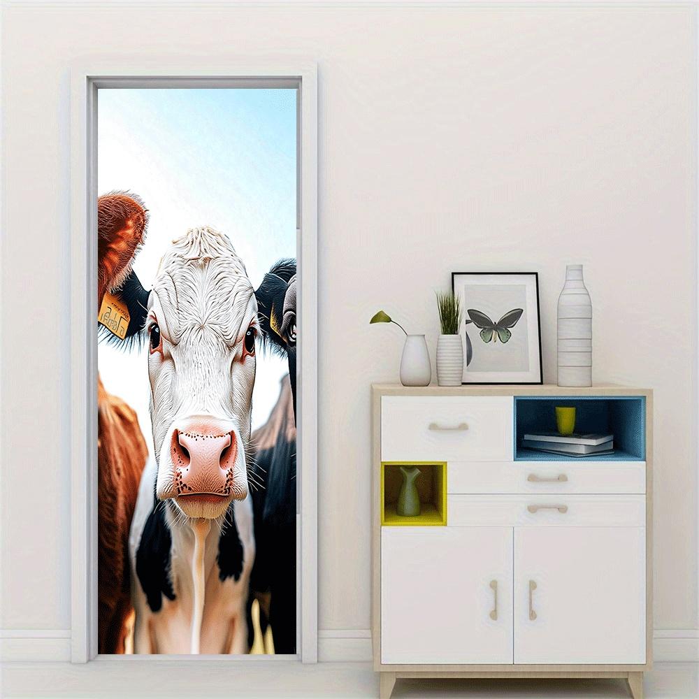 2pcs Cute Cow Wall Stickers Cartoon Animal Stickers Children's Room Bedroom Living Room Decoration Stickers Self Adhesive Remova