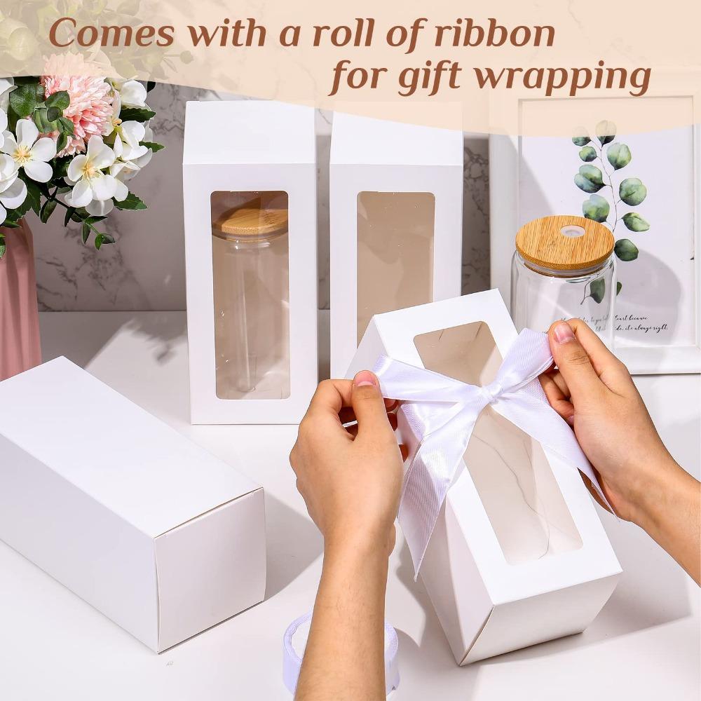 8pcs Elegant Gift Boxes with Ribbon Treat Boxes Gift Packing Box Exhibition Boxes Gift Box for Jars Sublimation Glass Can Blanks Tumbler Gift Box