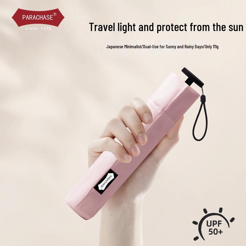 PARACHAS Compact Dual-Use Pencil Umbrella: 111g Portable Sunshade, Sunscreen, Anti-UV Protection