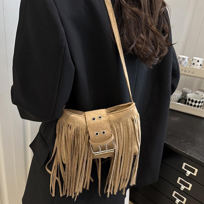 Modna Torba na Ramię z Frędzlami Niszowa Wszechstronna Retro Torba Crossbody Mała Kwadratowa Torba Prezent Urodzinowy Torba na Ramię Wysokiej Jakości Torba KTB