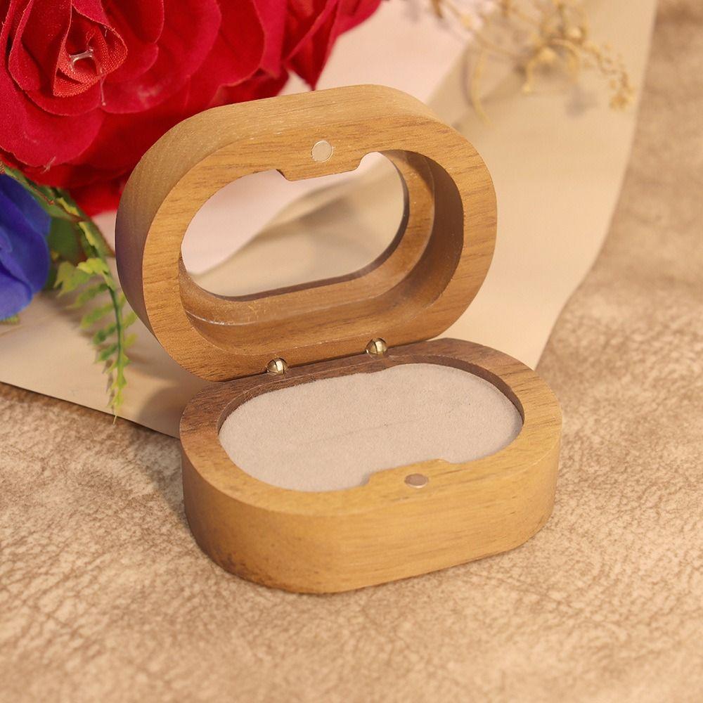 Wooden Finger Ring Box Jewelry Storage Box Couple Rings Holder Creative Wedding Ring Case  Wedding