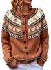 Fair Isle Color Block Single-Breasted Cardigan - Women's Autumn/Winter Knitwear