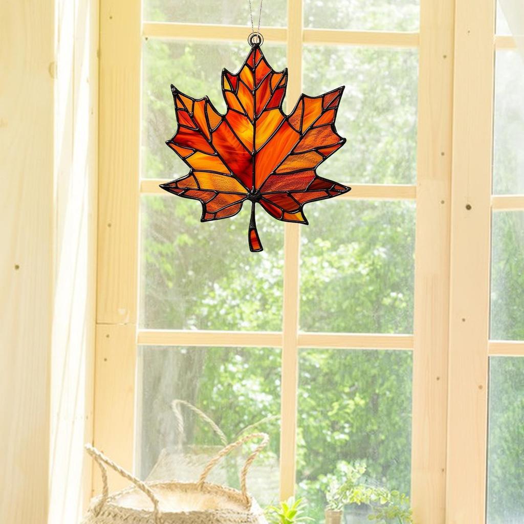 2D Flat Acrylic Maple Leaves Ornaments Fall Leaves Pendant Window Decor Holiday Home Decor Thanksgiving Fall Decorations Party