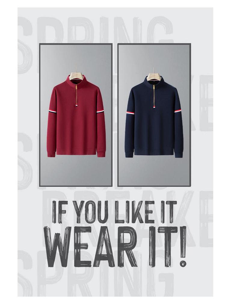 Men's Plus Size Retro Half-Zip Fleece Hoodie - Thick, Loose, Stand Collar for Spring, Autumn, Winter.