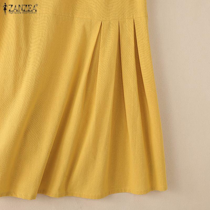 ZANZEA Abito estivo casual senza maniche con scollo rotondo da donna