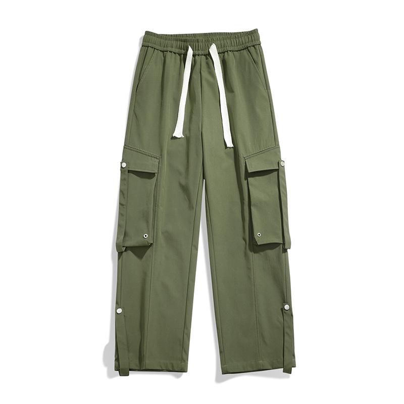 Couple Workwear Pants, Men's Loose Solid Color Large Pocket Work Pants, Multi Pocket Pants, Casual Pants