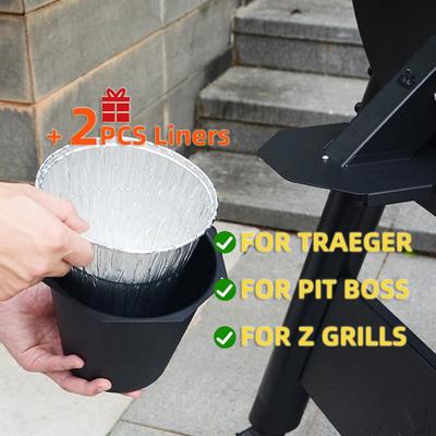 Kbelík na tuk z grilu pro Traeger Pit Boss Z Grills Vylepšený kbelík na tuk s vysokou kapacitou, s víkem a 2 kusy vložek, Příslušenství pro grily