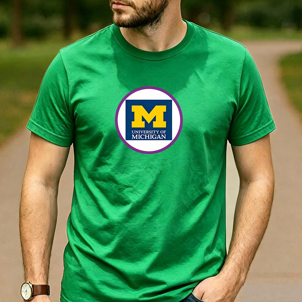 Vintage Retro University of Michigan Logo Cotton Graphic T Shirt Unisex Short Sleeve Alumni Graduate Holiday Birthday Gift Top