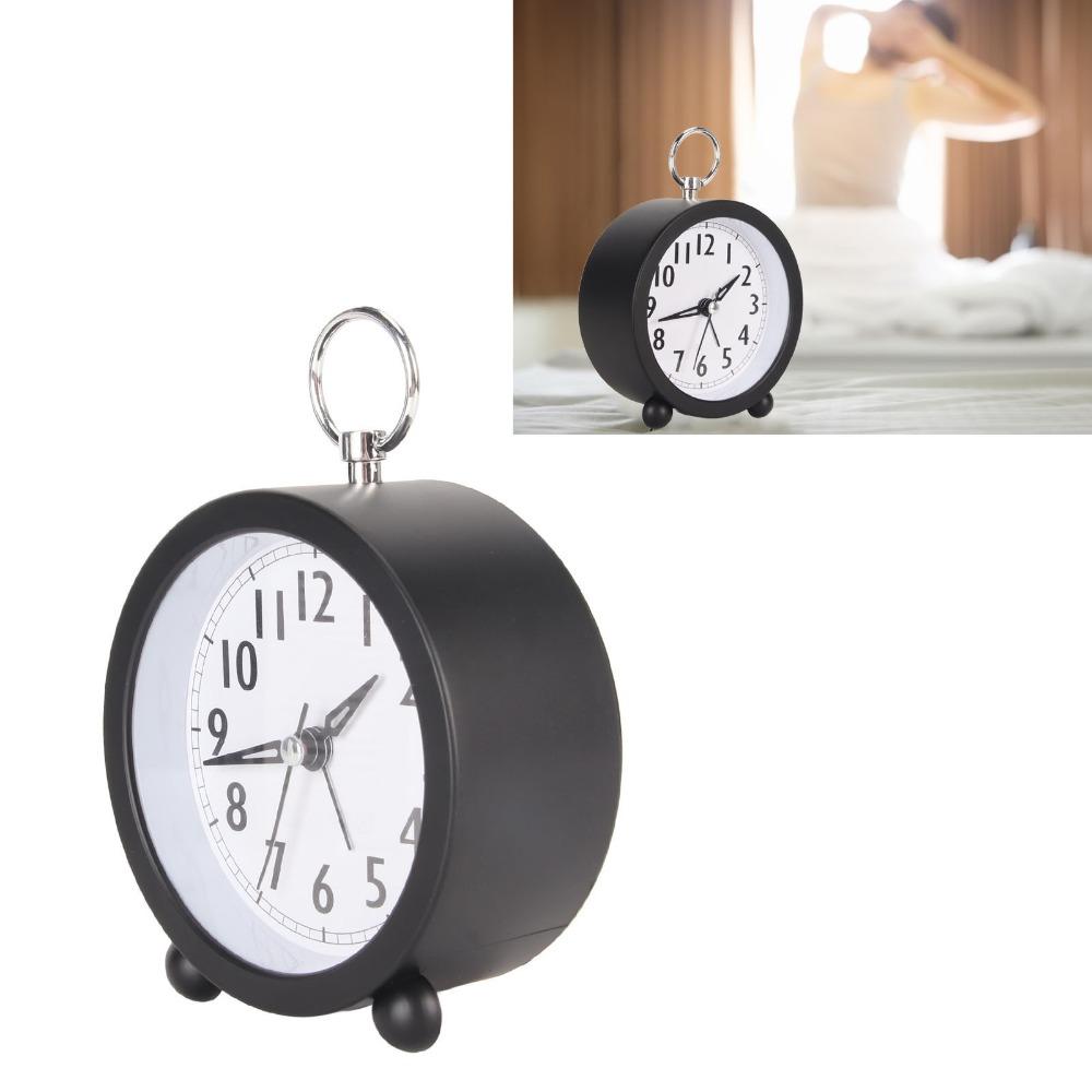 Silent Non-Ticking Alarm Clock Round Table Clock Simple Travel Alarm Clock  For Bedroom