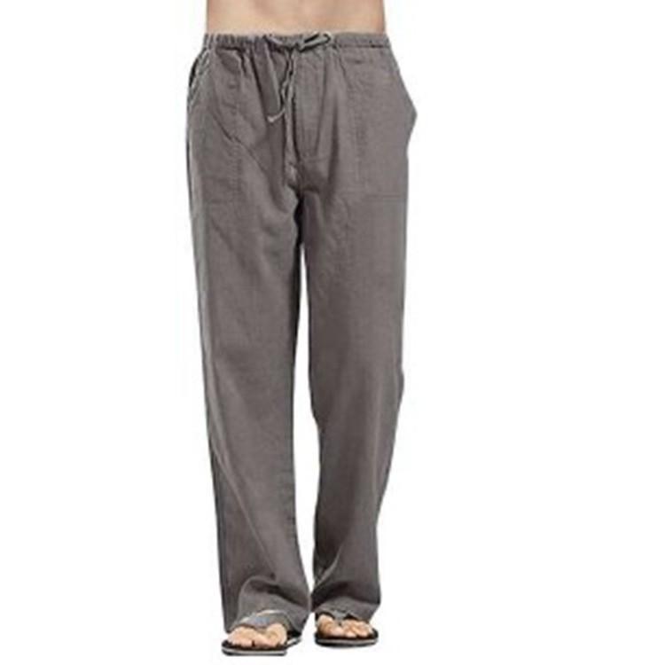 Men Linen Wide Leg Back Pocket Pants Summer Fashion Female Solid Male Streetwear Loose Trousers