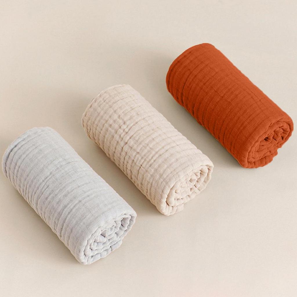 Soft 6-Layer Gauze Cotton Baby Blanket - Skin-Friendly, Solid Color, A-Type for Newborns