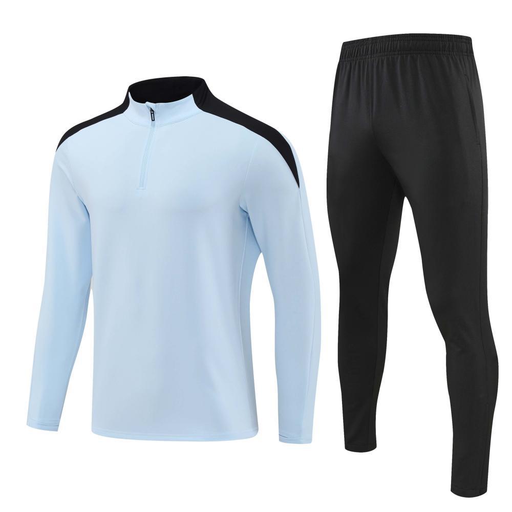 Cross-border Half-pull Long-sleeved Football Jersey Set Printed Adult Jersey Spring Autumn and Winter Long-sleeved Training Jersey Sportswear Jacket