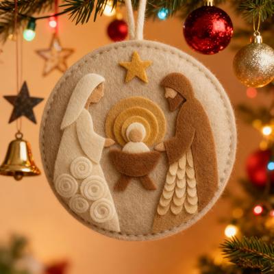 Handmade Nativity Christmas Tree Ornament Acrylic Religious Birth of Jesus Scene Christian Xmas Hanging Decor Unique Gift