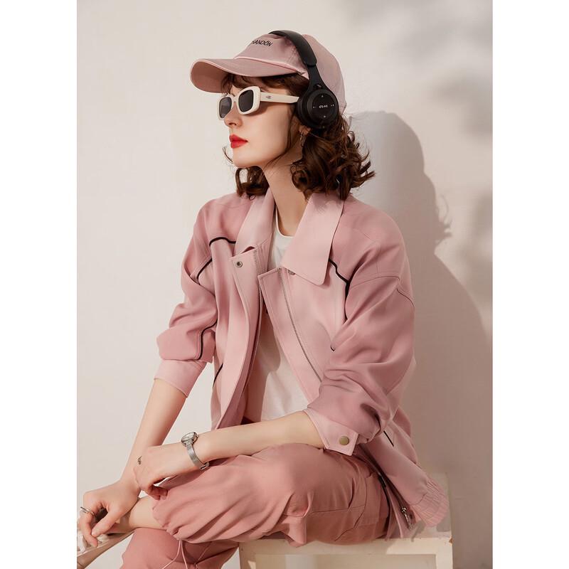 Bailuyu Women s Spring Color Block Lapel Jacket L