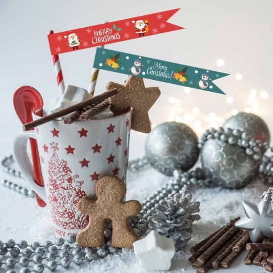 

24 шт., рождественские соломинки с наклейками, привлекательные украшения для вечеринки с Новым годом, соломенные наклейки, аксессуары для дома