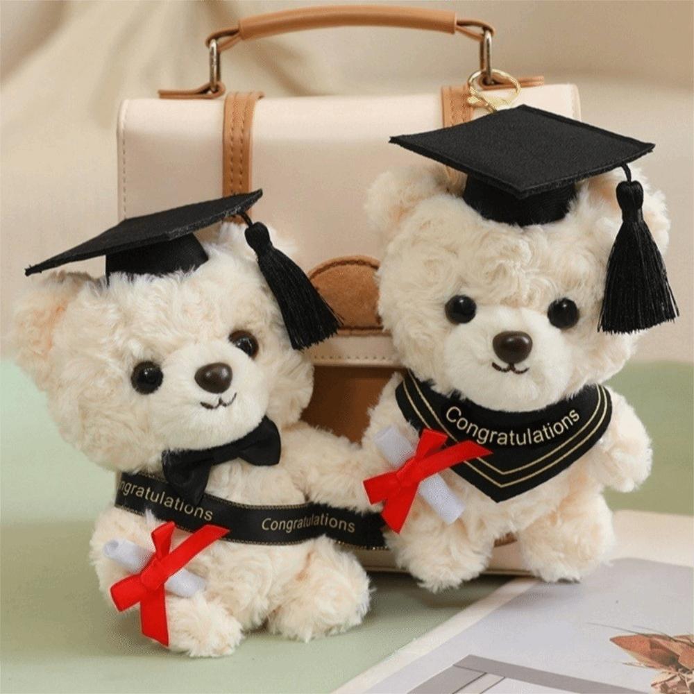 Cute Graduation Bear Doll 15cm Plush Doll Keychain Decor Accessory Bear Pendant Toy  Souvenir