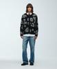 Knitted Bulky Brush Pattern Cardigan Black