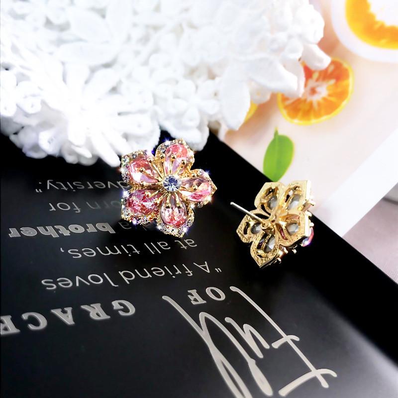 Rose Flower Zircon Earcuffs With Silver Needle For Fashionable Jewelry Enthusiasts