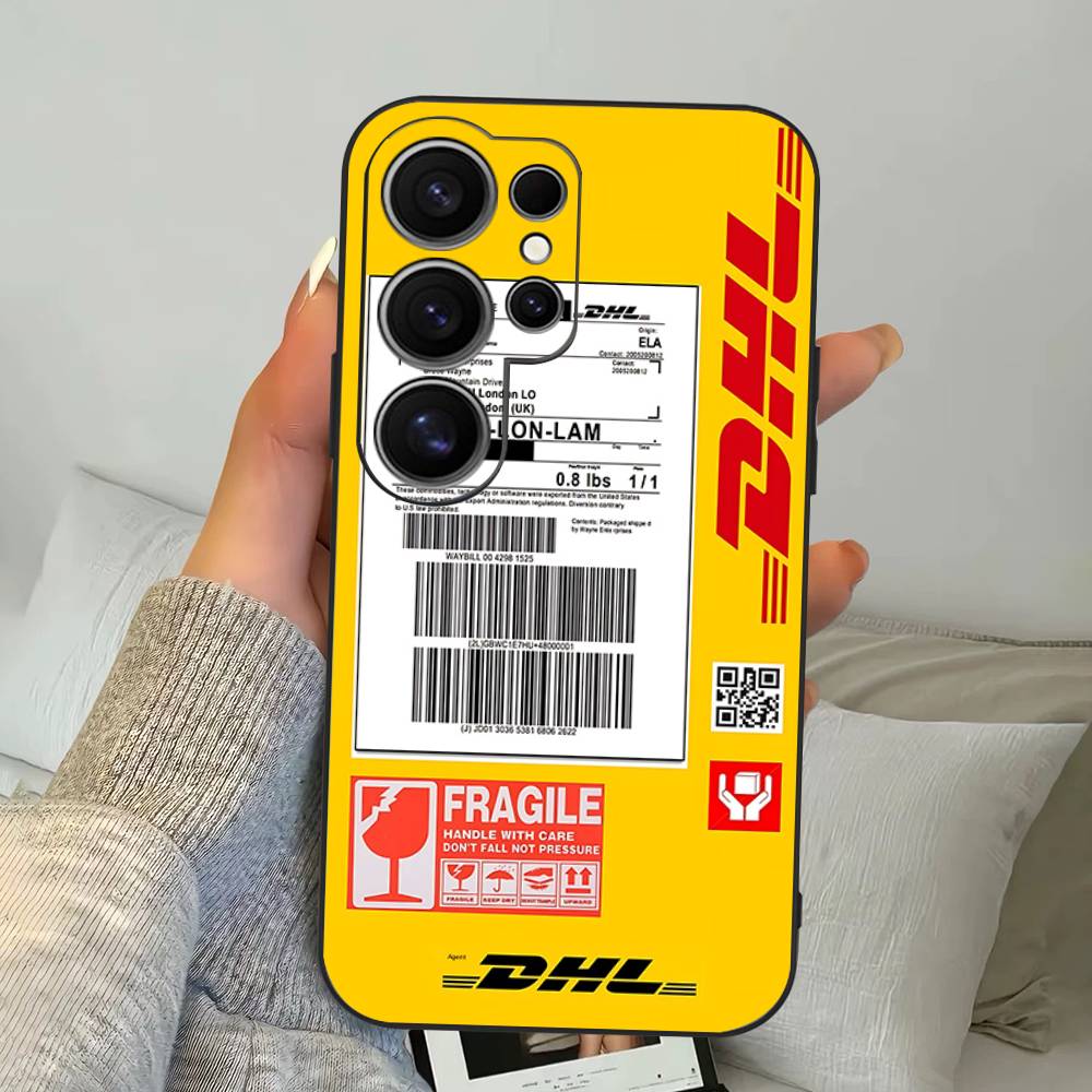 Fashion Brand D-DHL Logo Phone Case For Samsung S 24 Fe 25 Ultra Plus 20 Lite 21 30 22 23 24 22 Ultra 5G Fundas