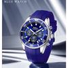 Sport Style Watch for Men Waterproof Chronograph Watch with Mineral Glass, Silicone Band Wristwatch
