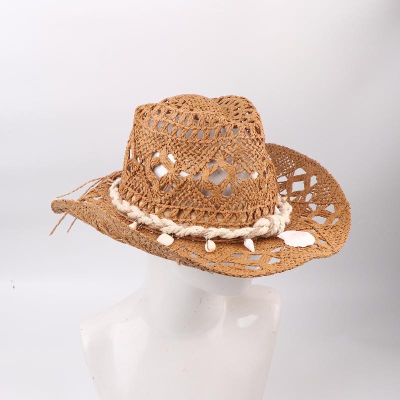 Vintage Western Cowboy Sun Hat Men Women Straw Hat Outdoor Travel Ethnic Style Gift Uv Protection Cap Chapeau Beach Hat