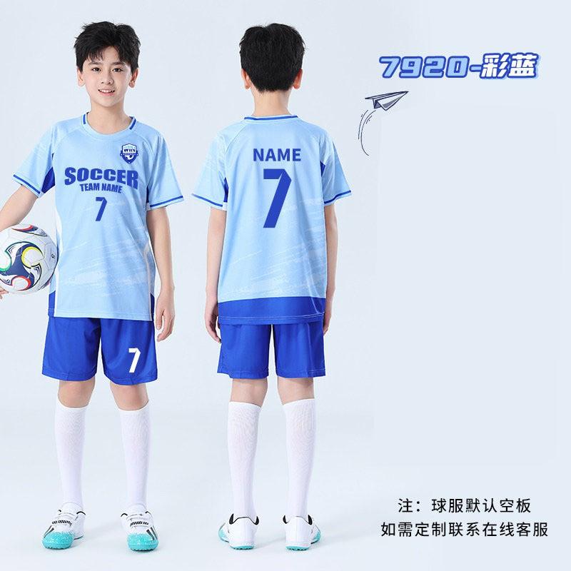 Kids Soccer Jersey Set Boys Girls Same Style Short Sleeve Training Match Uniforms Quick Dry Breathable