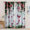 Elegant butterfly and pink rose - printed curtains, suitable for bedroom living room home decoration