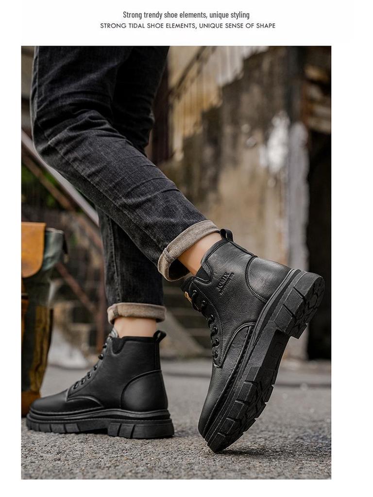2025 Ανδρικές Μπότες Μάρτιν Δερμάτινες Ψηλές Μποτάκια Βρετανικού Στυλ - Αντιολισθητικά, Ανθεκτικά στη Φθορά Καθημερινά Μποτάκια Εργασίας για το Φθινόπωρο