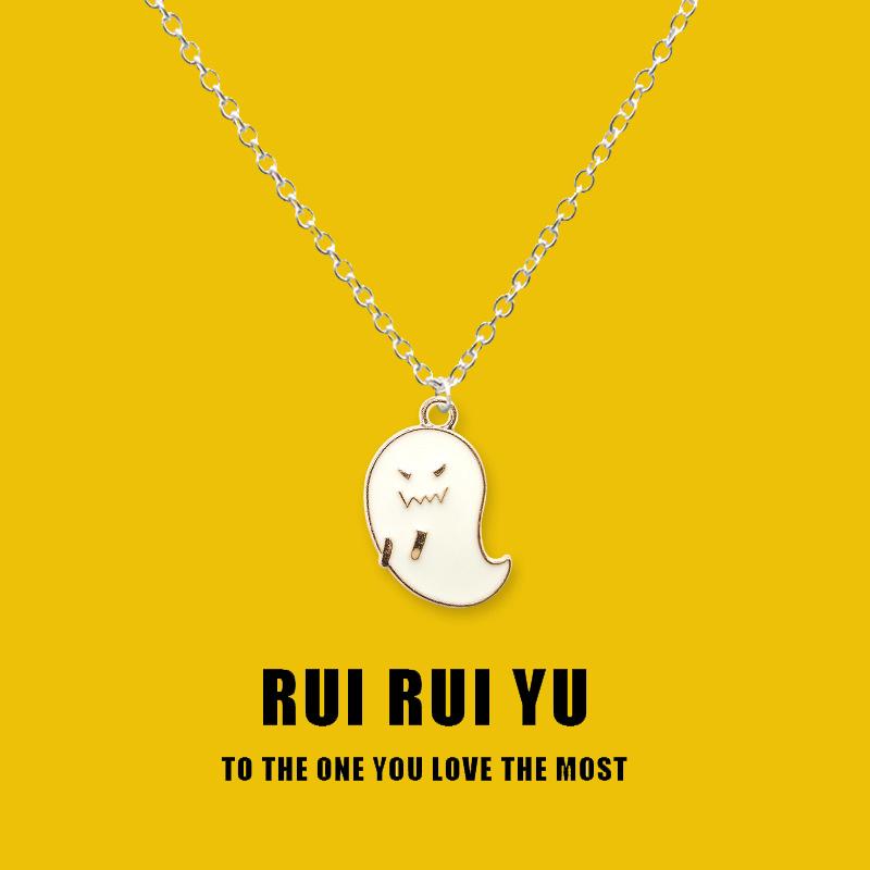 RUI RUI YU White Ghost Necklace Pendant Necklace for Women Men Girlfriend Couple Lover Jewelry Gift