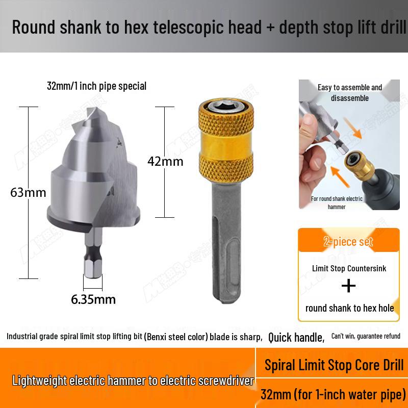 Hex Shank T-Handle Drill Bit and Pipe Reamer Hole Opener